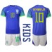 Maillot de foot Brésil Neymar Jr #10 Extérieur vêtements enfant Monde 2022 Manches Courtes (+ pantalon court)